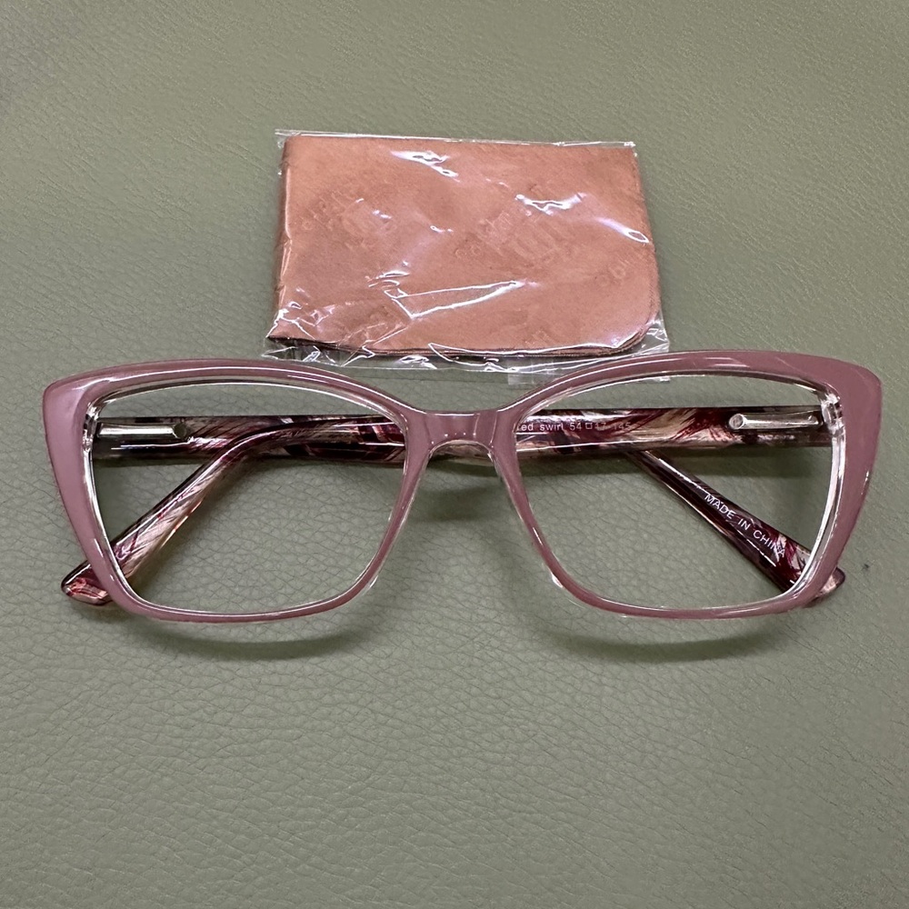 NEW MODERN OPTICAL STIRRING TAUPE CRYSTAL RED SWIRL EYEGLASSES 54-17-145
